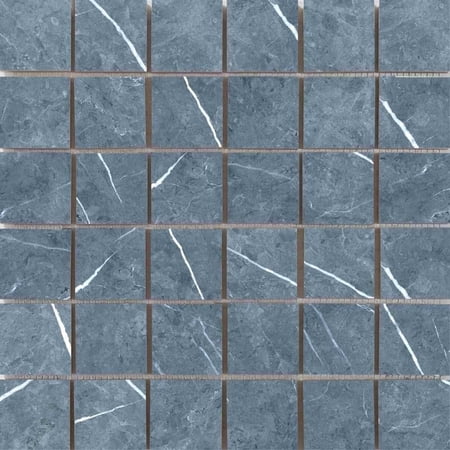 The Tile Life Opera Blue 2" x 2" Marble Look Matte Porcelain Mosaic Tile, Case (11 Sheets)