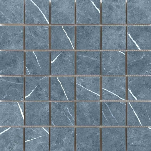 The Tile Life Opera Blue Porcelain Grid Mosaic Tile - 12 x 12 in. - Matte - 11-Piece - Floor, Wall, Backsplash