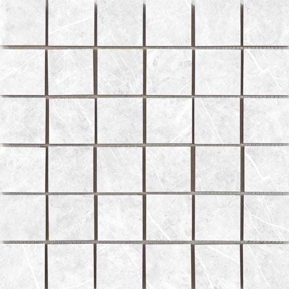 The Tile Life Opera White 4" x 4" Marble Look Matte Porcelain Mosaic Tile Sample, 1 Piece