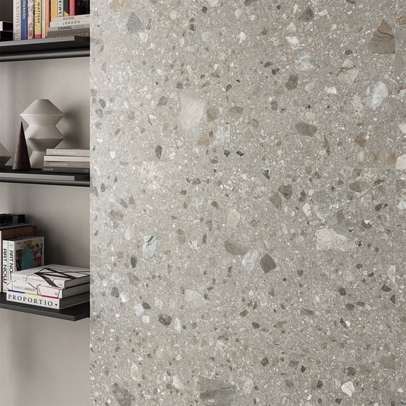 The Tile Life Pantheon Terrazzo Cenere Mix Matte Porcelain Floor & Wall Tile, 24 x 24 in, 3-Piece
