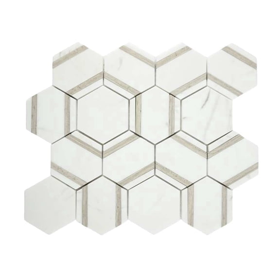 The Tile Life Pelta Orb 4" x 4" Wooden Blend Polished Marble Mosaic Tile Sample