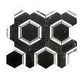 thumbnail image 1 of The Tile Life Pelta Orb Nero Blend Marble Hexagon Mosaic Tile Sample - 4 x 4 in. - Polished - 1-Piece - Floor, Wall, Backsplash, 1 of 13