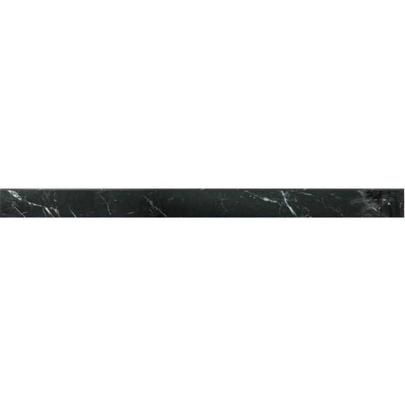 The Tile Life Penthouse Nero Marquina Porcelain Bullnose Tile Trim - 2 x 24 in. - Glossy - 1-Piece