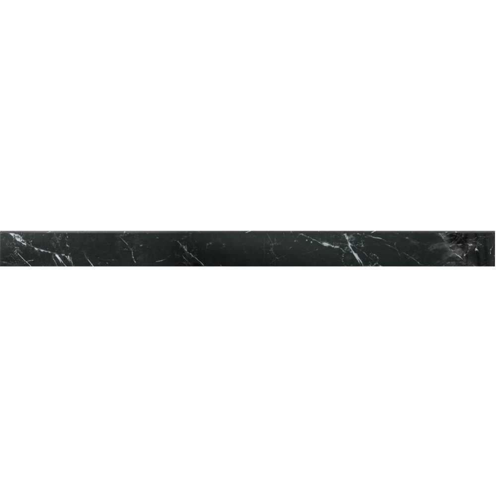 The Tile Life Penthouse Nero Marquina Porcelain Bullnose Tile Trim - 2 x 24 in. - Glossy - 1-Piece