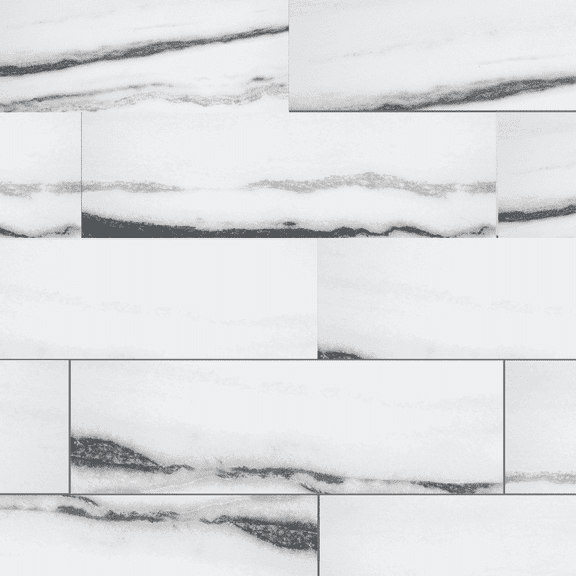 The Tile Life Penthouse White Fantasy Porcelain Subway Tile - 4 x 12 in. - Glossy - 20-Piece - Floor, Wall, Backsplash