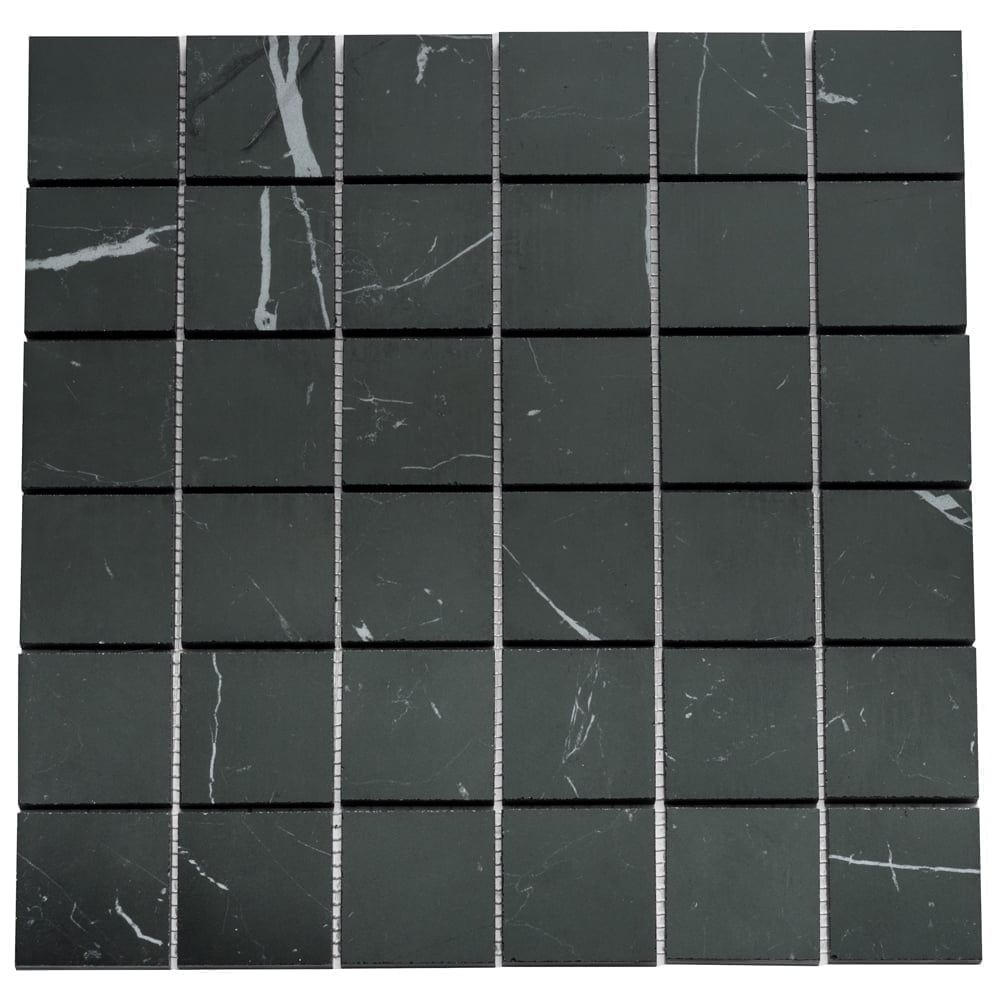 Nero Marquina Matte Porcelain Mosaic Tile 12" x 12"