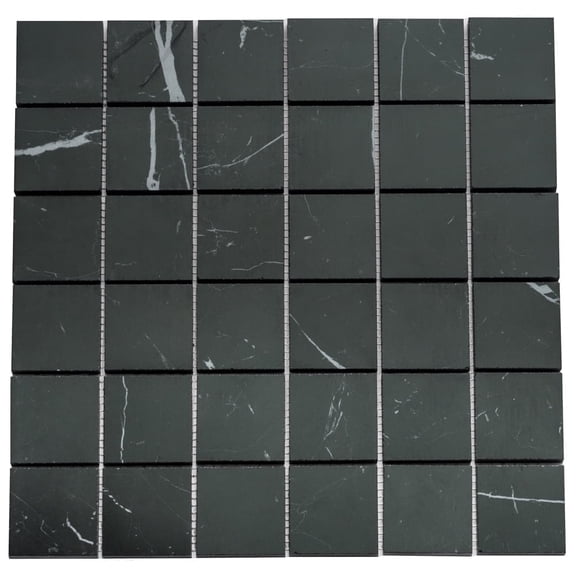 The Tile Life Penthouse 4" x 4" Nero Marquina Matte Porcelain Mosaic Tile Sample 1 Piece