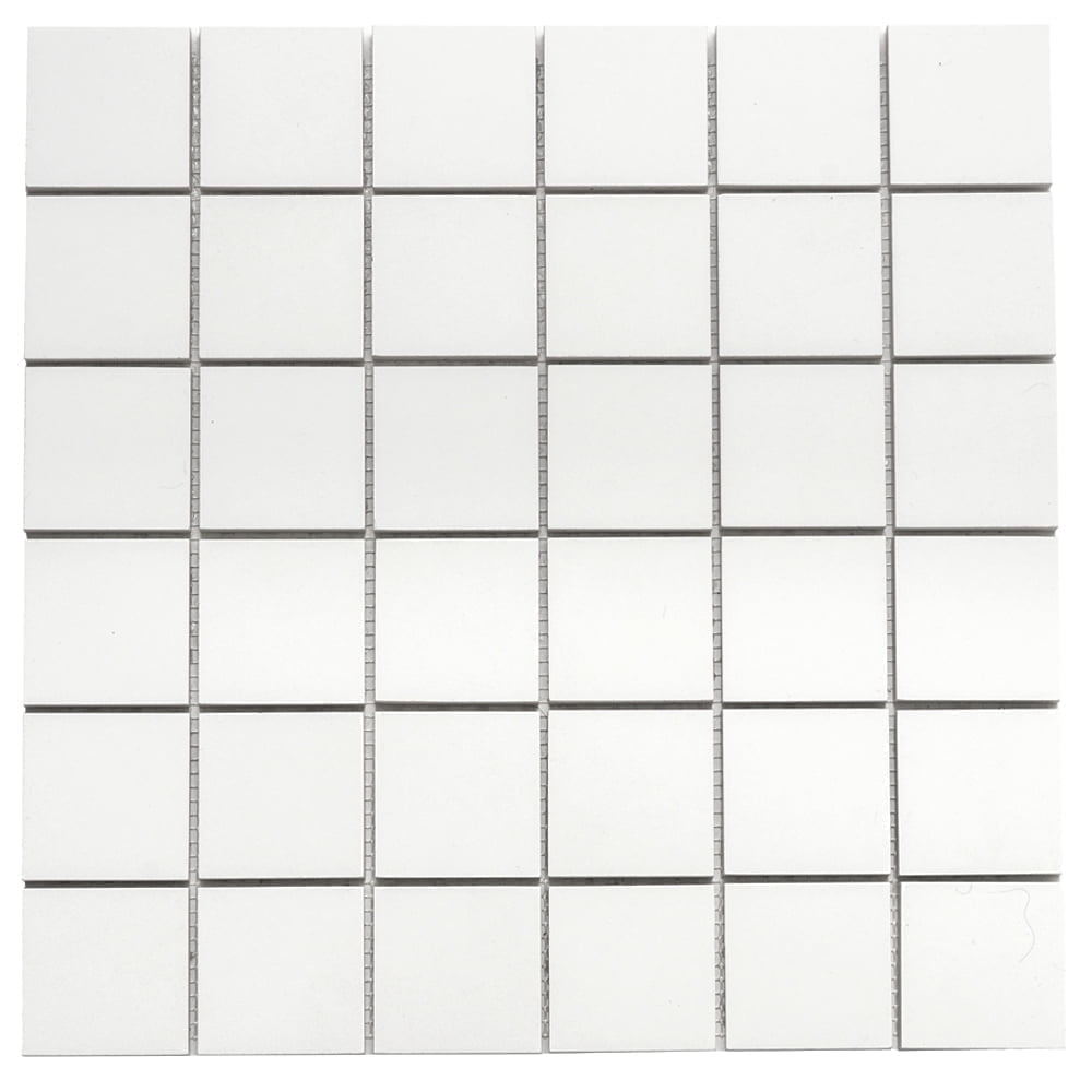 Image showcasing The Tile Life Penthouse White Porcelain Grid Mosaic Tile Sample - 4 x 4 ...