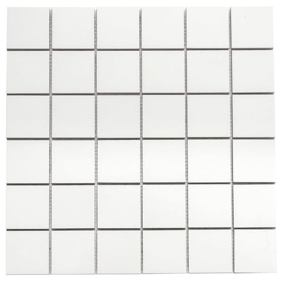 The Tile Life Penthouse 2" x 2" White Matte Porcelain Mosaic Floor and Wall Tile Case of 9