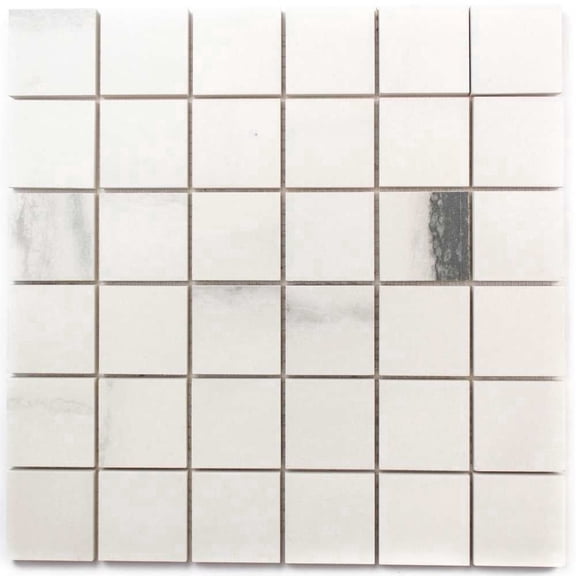 The Tile Life Penthouse 4" x 4" White Fantasy Matte Porcelain Mosaic Tile Sample, 1 Piece