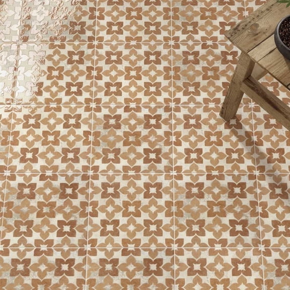 The Tile Life Phlox Terracotta Satin Porcelain Floor & Wall Tile, 8 x 8 in, 1-Piece Sample