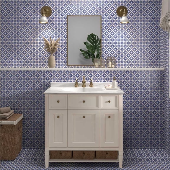 The Tile Life Phlox 8" x 8" Blue Satin Porcelain Tile Sample