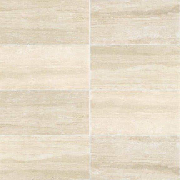 The Tile Life Penthouse Vein Cut 12" x 24" Travertine Polished Porcelain Floor and Wall Tile, Case (6 Tiles)