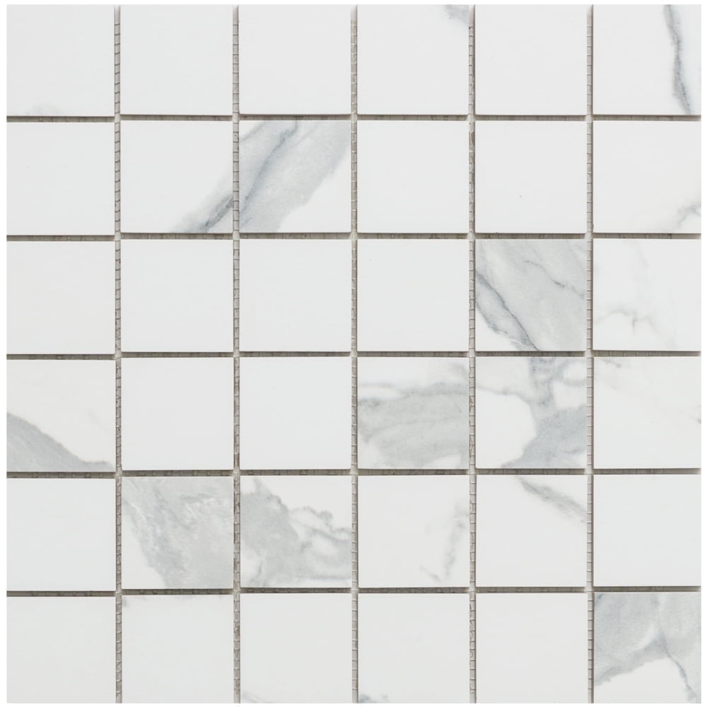 Calacatta Matte Porcelain 12" x 12" Mosaic Tile Sheet