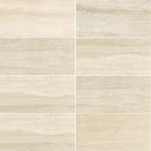 The Tile Life Penthouse Vein Cut 4" x 4" Travertine Matte Porcelain Tile Sample, 1 Piece