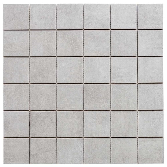 The Tile Life Quell Gray Porcelain Grid Mosaic Tile Sample - 4 x 4 in. - Matte - 1-Piece - Floor, Wall, Backsplash