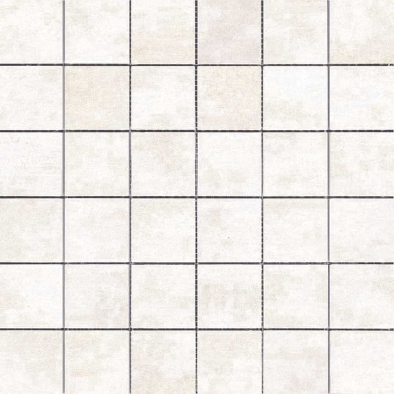The Tile Life Quell White Porcelain Grid Mosaic Tile - 12 x 12 in. - Matte - 4-Piece - Floor, Wall, Backsplash