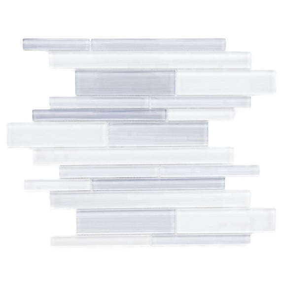 The Tile Life Rebel Brick 4 x 4 White Brushed Glass Mosaic Tile Sample 1 Piece