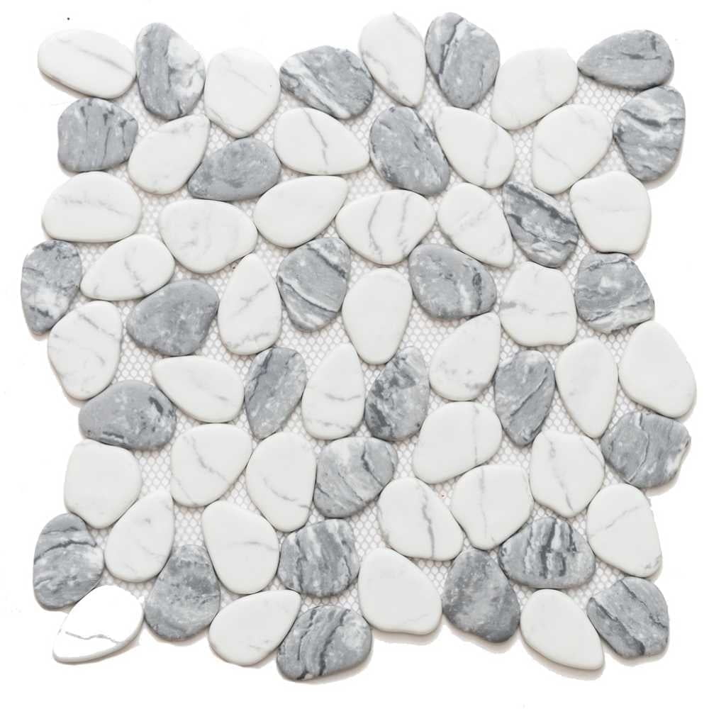 The Tile Life Recycled Cenote Pebble 13" x 13" Blend Matte Glass Mosaic Floor and Wall Tile Case of 14