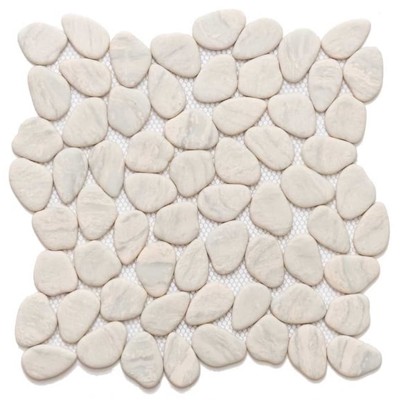 The Tile Life Recycled Cenote Pebble Crema Glass Mosaic Tile Sample - 4 x 4 in. - Matte - 1-Piece - Floor, Wall, Backsplash