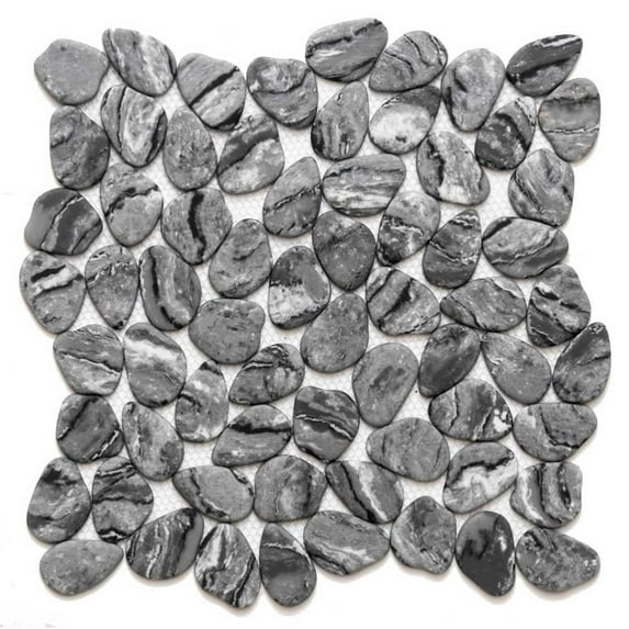 The Tile Life Recycled Cenote Pebble Graphite Glass Mosaic Tile Sample - 4 x 4 in. - Matte - 1-Piece - Floor, Wall, Backsplash