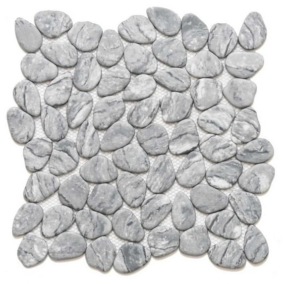 The Tile Life Recycled Cenote Pebble Smoke Glass Mosaic Tile - 13 x 13 in. - Matte - 1-Piece - Floor, Wall, Backsplash