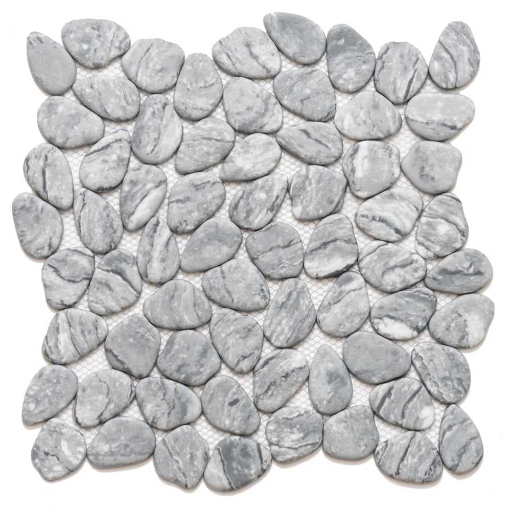 The Tile Life Recycled Cenote Pebble 13" x 13" Smoke Matte Glass Mosaic Floor and Wall Tile Case of 14