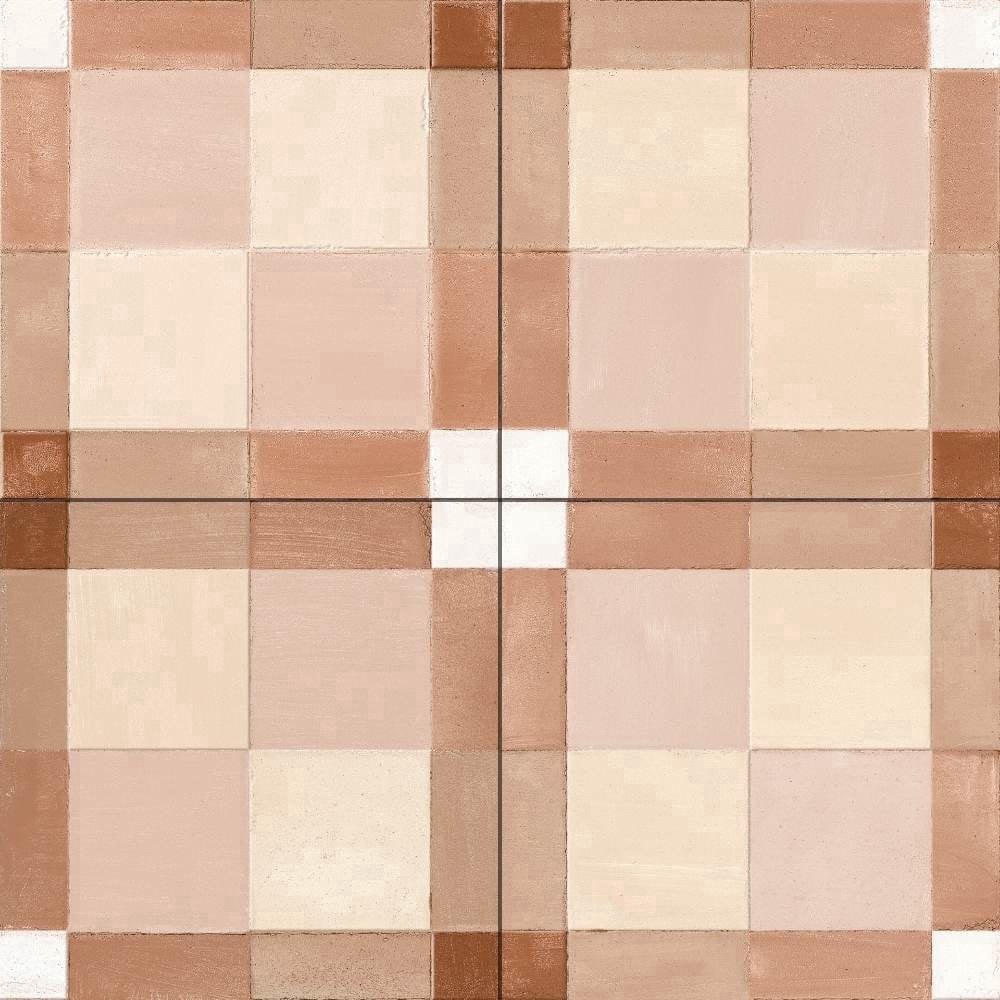 The Tile Life Reina Terracotto 8" x 8" Plaid Porcelain Floor and Wall Tile, Case (35 Tiles)