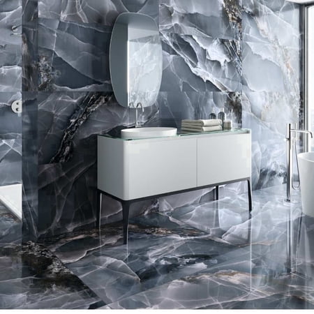 The Tile Life Riptide 24 in x 48 in Blue Porcelain Floor and Wall Tile Case of 2