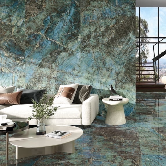 The Tile Life Riptide 24 in x 48 in Verde Polished Porcelain Floor and Wall Tile Case of 2