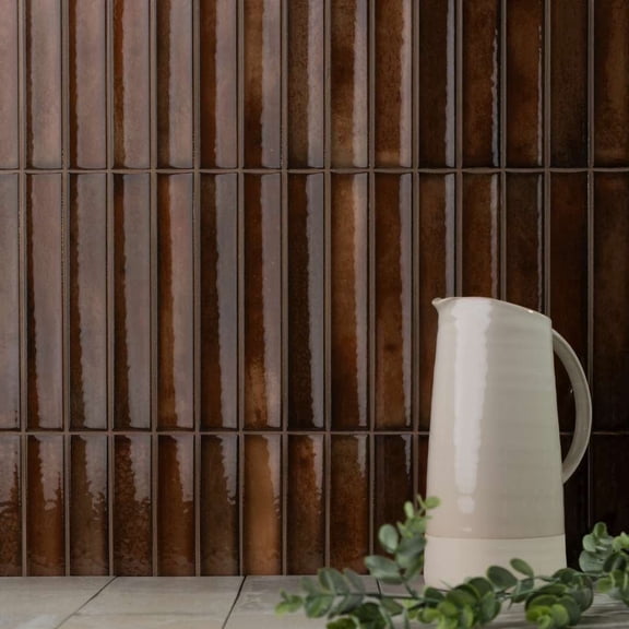 The Tile Life Sakura Fluted 4.5" x 4.5" Walnut Porcelain Tile Sample 1 Piece