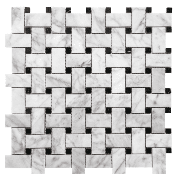 The Tile Life Santorini Basketweave 12" x 12" Nero Marble Mosaic Floor and Wall Tile, 1 Sheet