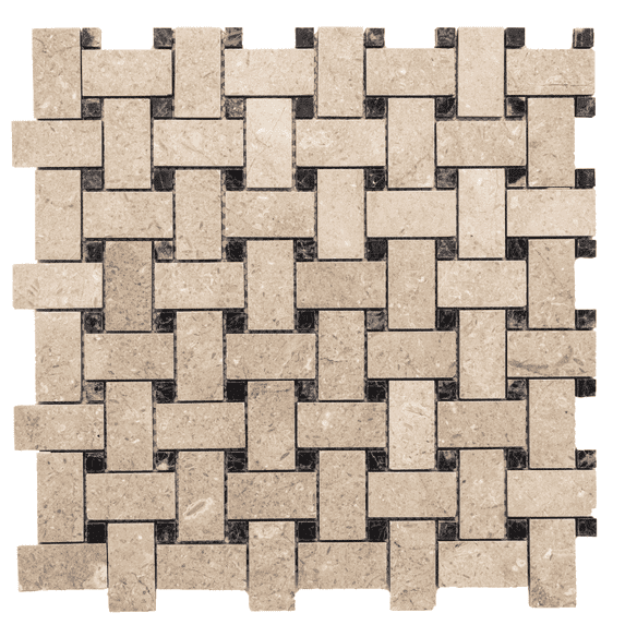 The Tile Life Santorini Basketweave Taupe Marble Mosaic Tile - 12 x 12 in. - Polished - 1-Piece - Floor, Wall & Backsplash