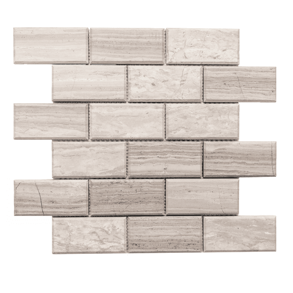 Santorini Beveled Wooden White Marble Mosaic Wall Tile Sample