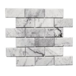 The Tile Life Santorini Beveled 2" x 4" Carrara Polished Marble Brick Mosaic Wall Tile 1 Sheet