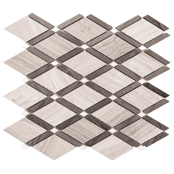 The Tile Life Santorini Diamante Athens Gray Marble Mosaic Tile - 12" x 12" - Polished - 1-Piece - Wall, Backsplash
