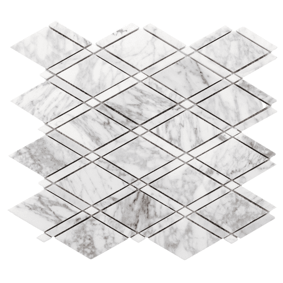 The Tile Life Santorini Diamante 2x2 Carrara Marble Mosaic Tile - 4x4 Sample