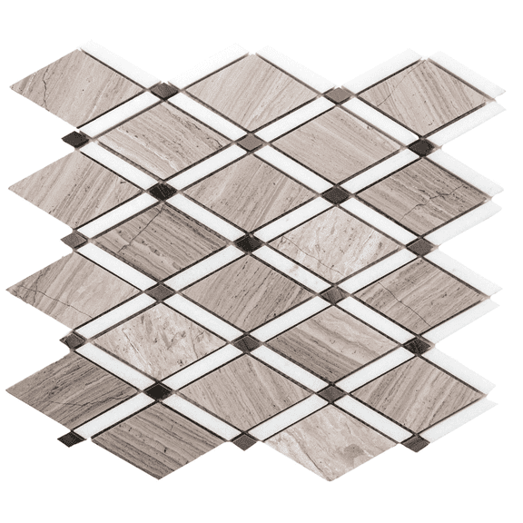 The Tile Life Santorini Diamante Wooden White Marble Mosaic Tile - 12 x 12 in. - Polished - 1-Piece - Wall & Backsplash