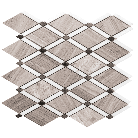The Tile Life Santorini Diamante 2x2 Wooden White Marble Mosaic Tile - 4x4 Sample