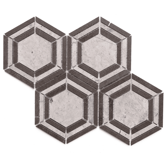 The Tile Life Santorini Hexagon Thala Gray Marble Mosaic Tile Sample - 4 x 4 in. - Honed - 1-Piece - Floor, Wall & Backsplash