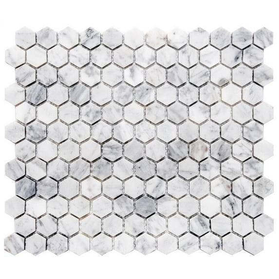 The Tile Life Santorini Honeycomb Carrara Polished Marble Mosaic Floor & Wall Tile, 12 x 12 in, 1-Piece