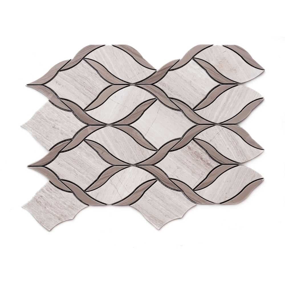 The Tile Life Santorini Vine 12" x 12" Wooden Gray Polished Marble Mosaic Floor and Wall Tile, 1 Sheet