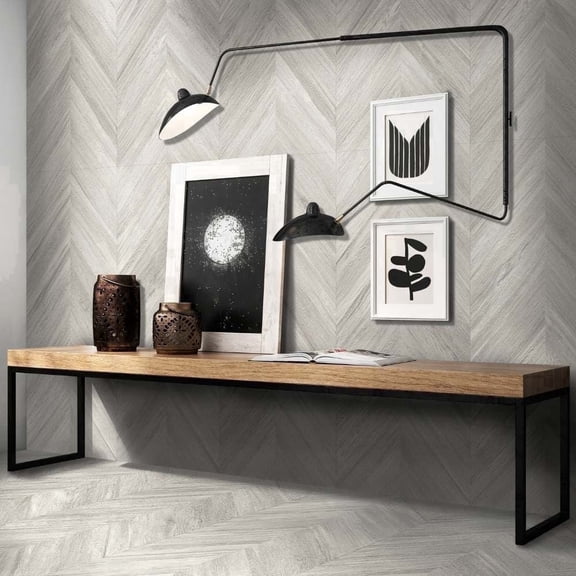 The Tile Life Saxon 4" x 4" Gray Chevron Matte Porcelain Tile Sample, 1 Piece