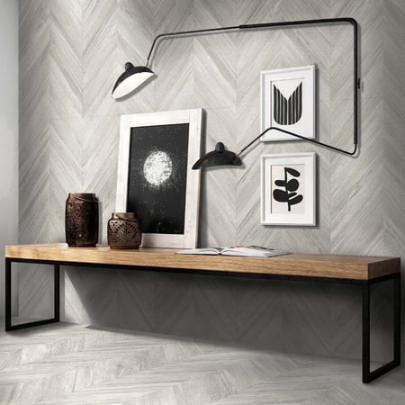 The Tile Life Saxon 24" x 48" Gray Chevron Matte Porcelain Floor and Wall Tile, Case of 2