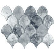 The Tile Life Seashell 2x4 Fish Scale Glass Mosaic Tile, Cyan (4x4 Sample)