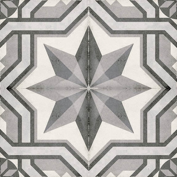 The Tile Life Seville Art 8" x 8" Patterned Cinema Gray Matte Porcelain Tile Sample