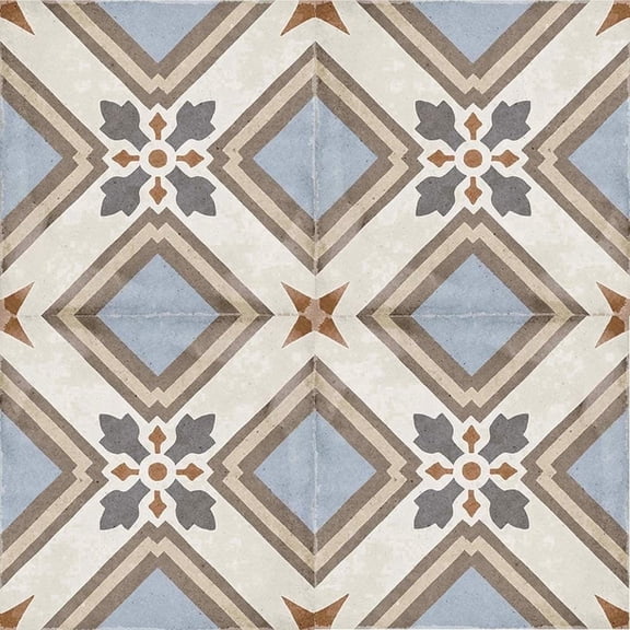 The Tile Life Seville Art 8" x 8" Patterned Turin Color Matte Porcelain Floor and Wall Tile Case of 25