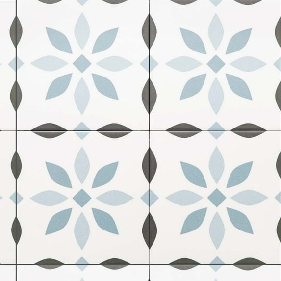 The Tile Life Snowflakes Marino 8.7" x 8.7" Porcelain Patterned Floor and Wall Tile - 1 Sample