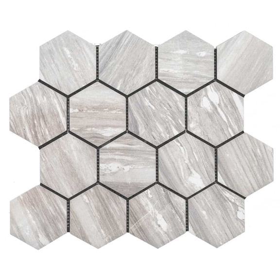 The Tile Life Stately 11x14 Hexagon Porcelain Mosaic Tile, Pearl Attraction (4x4 Sample)