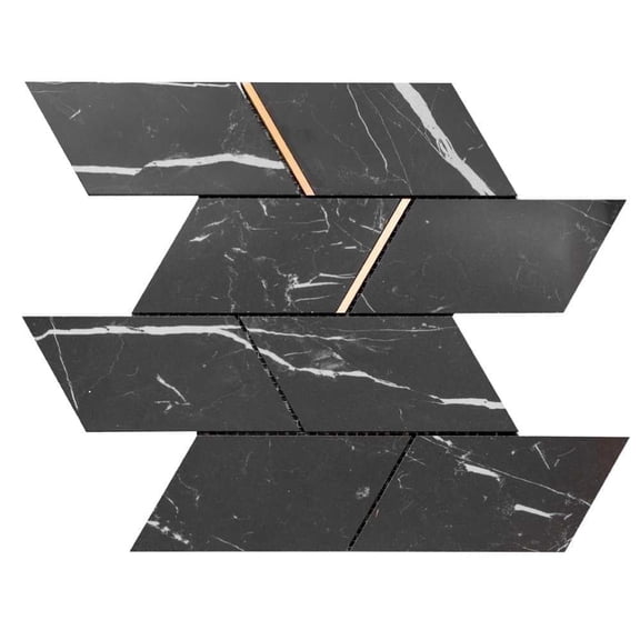 The Tile Life Stately Avenue 4" x 4" Nero Marquina Polished Porcelain MosaicTile Sample 1 Piece